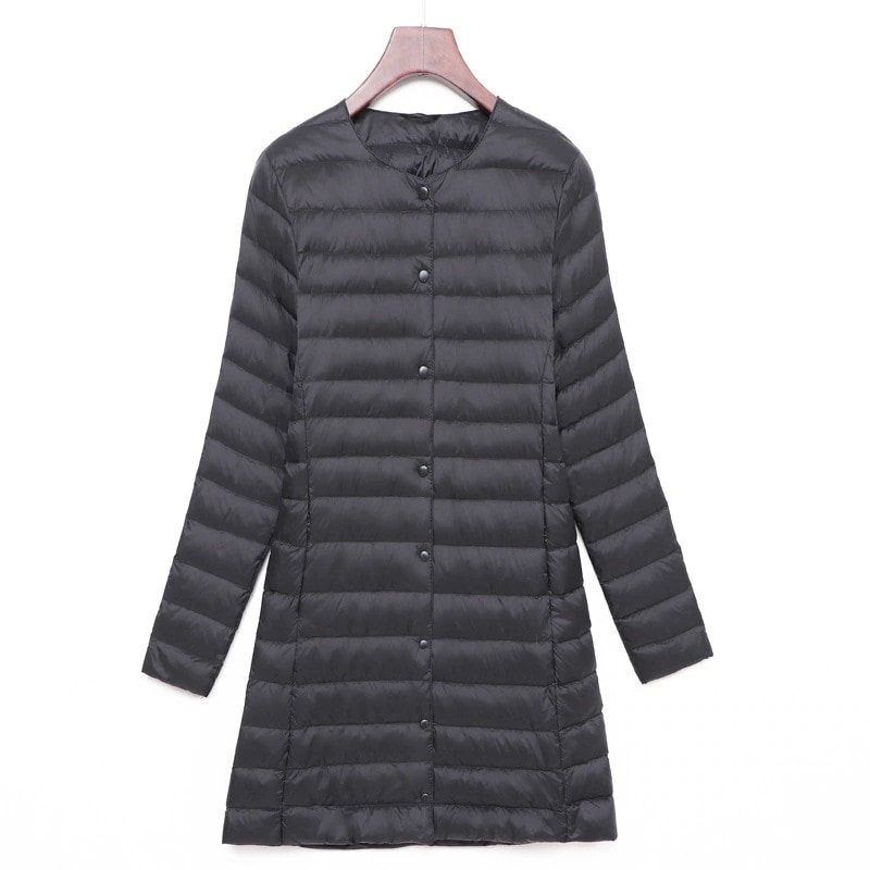 な質感 ダウンコート レディース ダウンジャケット ロング Vネック 無地 膝丈 アウター カジュアル 薄手 着痩せ インナー カーゴ おしゃれ
