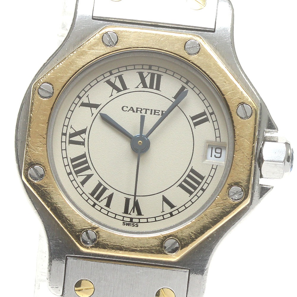 カルティエ CARTIER サントスオクタゴンSM YGコンビ デイト クォーツ レディース _844964【中古】