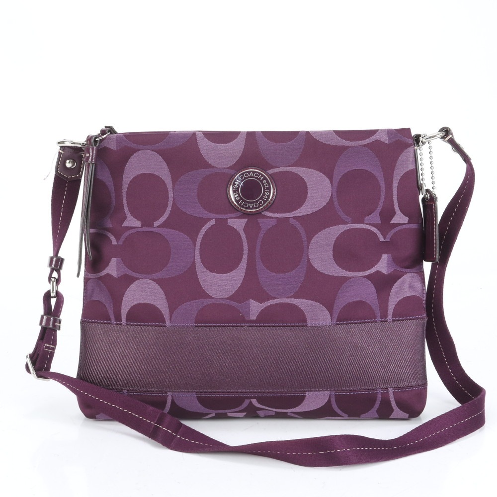 美品 シグネチャー F20061 レザー×キャンバス ショルダーバッグ 斜め掛け ハンド トート レディース RUE CO9-5 中古