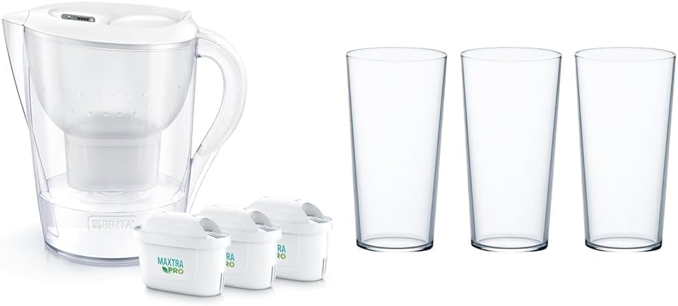 【セット商品】ブリタ 浄水器 ポット型 PFOS/PFOA除去試験済 ろ過水容量:1.75L(全容量:3.5L) + アデリア(ADERIA) テネル タンブラー12 グラス 3個セット 360ml