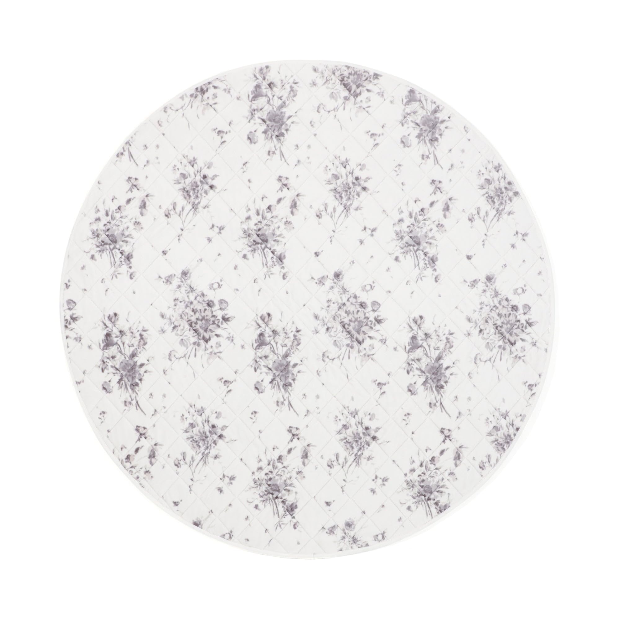 Francfranc フランフラン 【オンラインショップ限定】ボタニカルフラワー こたつ敷布団 円形 φ190cm グレー 2024年モデル