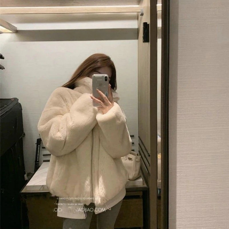 ジャケット ダウンジャケット韓国ファッション洋气イミテーション皮草アウターレディース流行り秋 冬日韓立ち襟レディースアウター