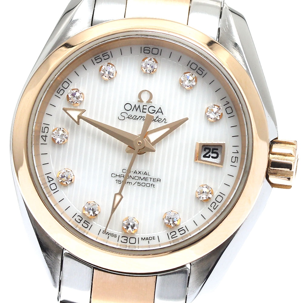 オメガ OMEGA 231.20.30.20.55.001 シーマスター アクアテラ 11Pダイヤ 自動巻き レディース 良品 保証書付き_891553【中古】