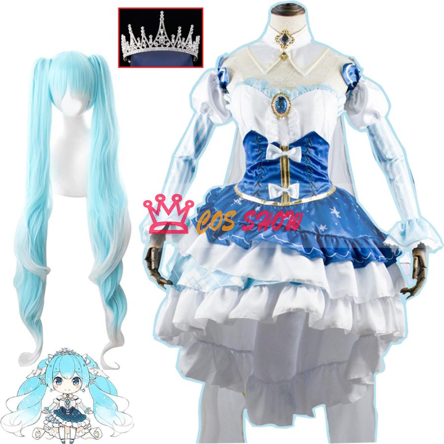 赤字販売!雪ミク 初音ミク VOCALOID 2019 Snow Princess プリンセス風 コスプレ衣装 cosplay 雪の王冠 ウィッグ能 仮装 イベント 日常服 ステージ服 舞台