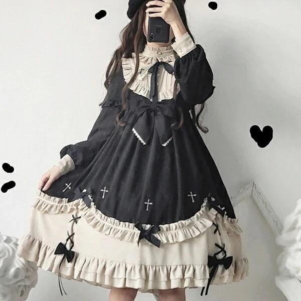 クラロリロリータワンピースゴスロリメイドワンピースゴシックコスプレパーティードレスコスチューム衣ハロウィンクリスマスef014zezef4