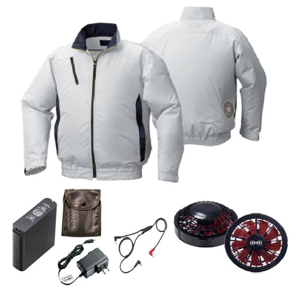 KU92010 空調服 R ポリエステル製 カジュアル FAN2200BR・RD9261・LIPRO2セット シルバー×ダークネイビー LL 16,706円