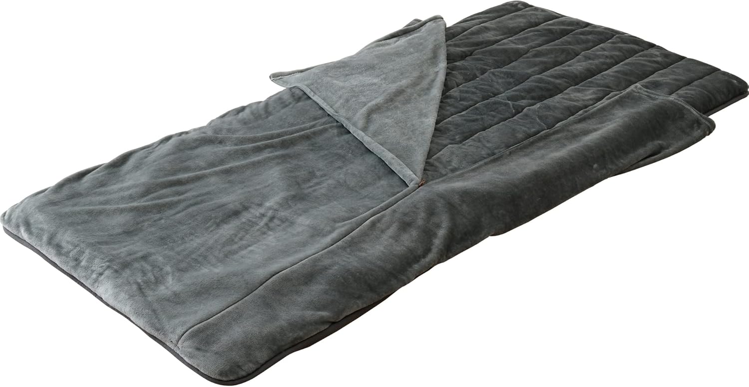 洗えるどこでもカーペット 180×80cm 丸洗い可能 「首まですっぽり入れて掛布団いらず」フランネル仕上げ ダニ退治機能 グレー YWC-181PK(GY)