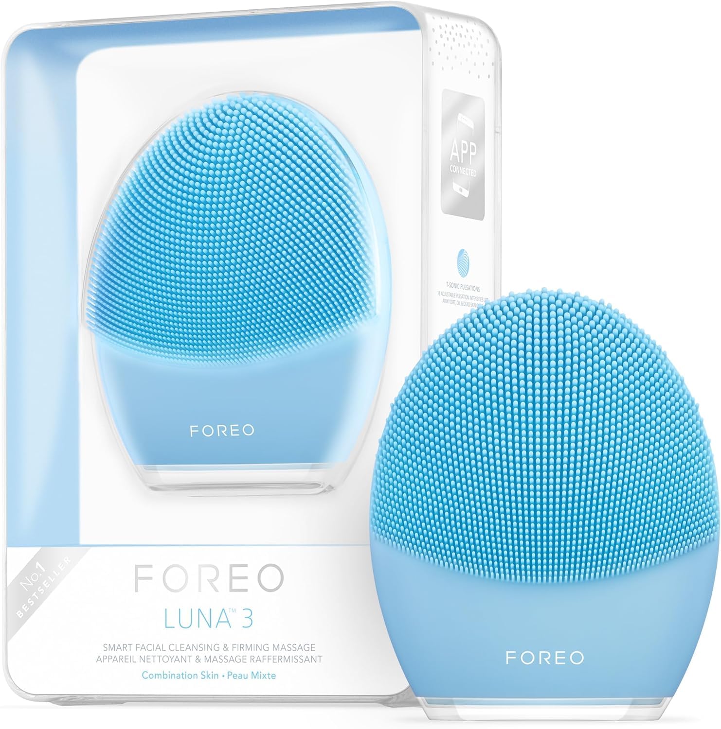 FOREO LUNA 3 for コンビネーションスキン 混合肌用 スマートクレンジングデバイス 電動洗顔ブラシ シリコーン製 エイジングケア