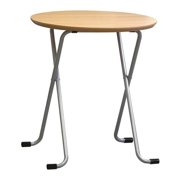 折りたたみテーブル 丸型 ナチュラルシルバー 幅60cm 日本製 木製 スチールパイプ ダイニング リビング