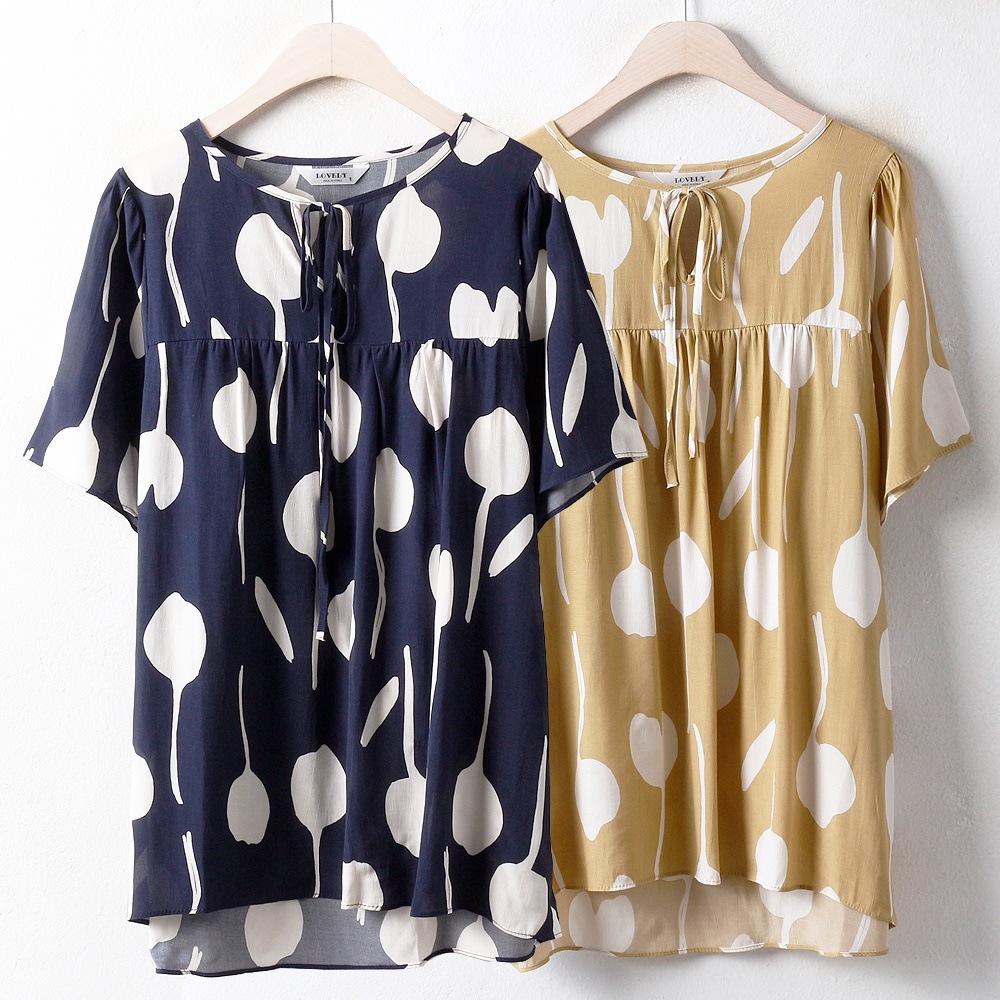 韓国ファッション大きいサイズLYチューリップルーズブラウス（2738H807）ビッグ女性服ロングルーズフィット korea fashion bigsize