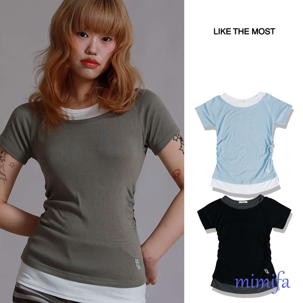 シャーリングポイント オフレイヤード 半袖Tシャツ 4,855円