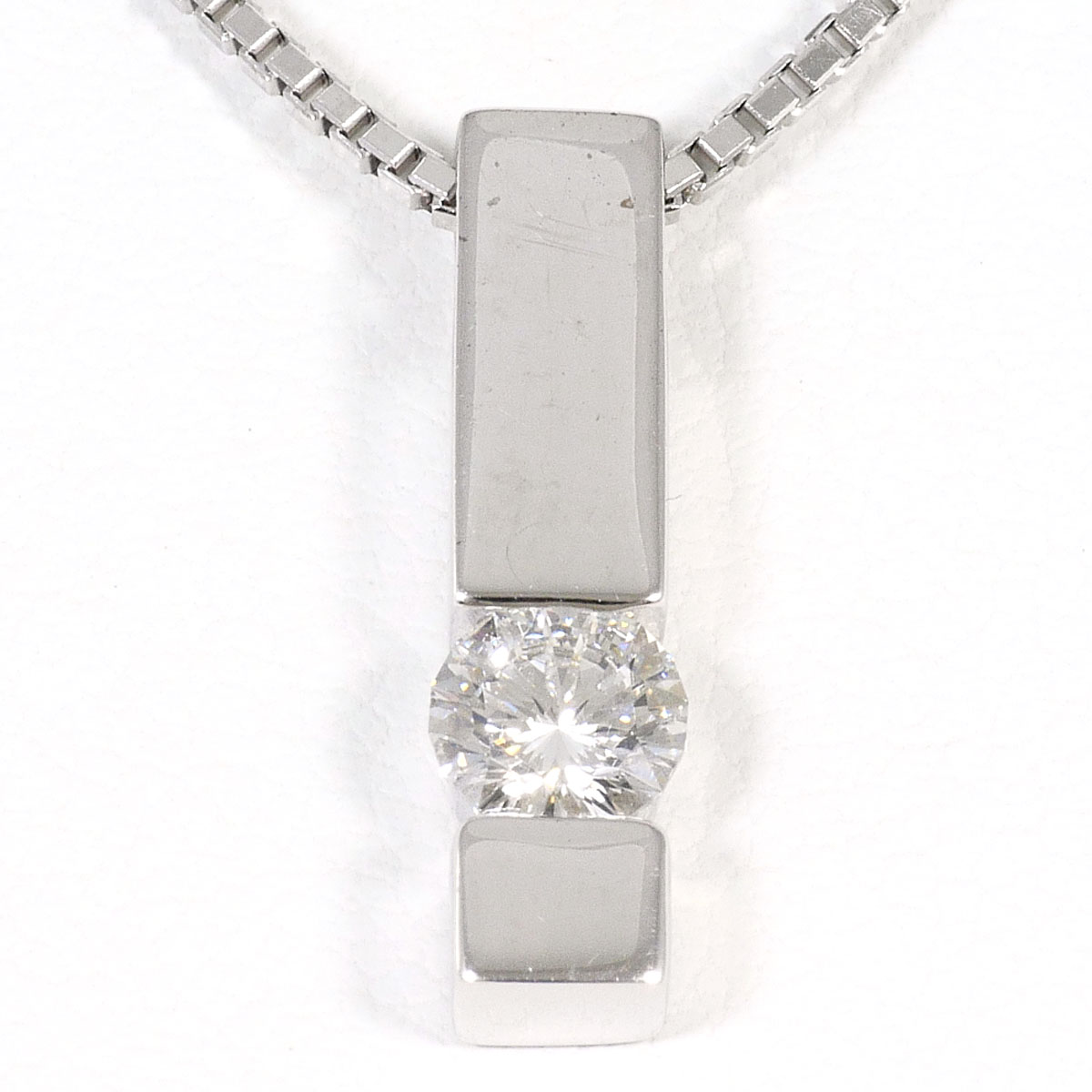 K18 18金 WG ホワイトゴールド ネックレス ダイヤモンド 0.432ct VS1 鑑定書 総重量約7.8g 約54cm 中古