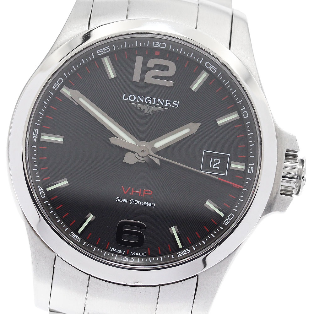 ロンジン LONGINES L3.726.4 コンクエストV.H.P デイト クォーツ メンズ 良品 _907741【中古】