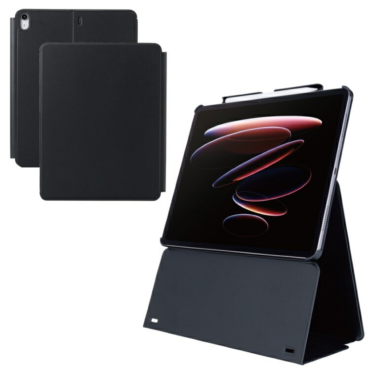 エレコム iPad Air ケース 13インチ ( M3 / M2 ) 高さ調整フラップ スタンド オートスリープ機能 ブラック TB-A25XWVH2BK