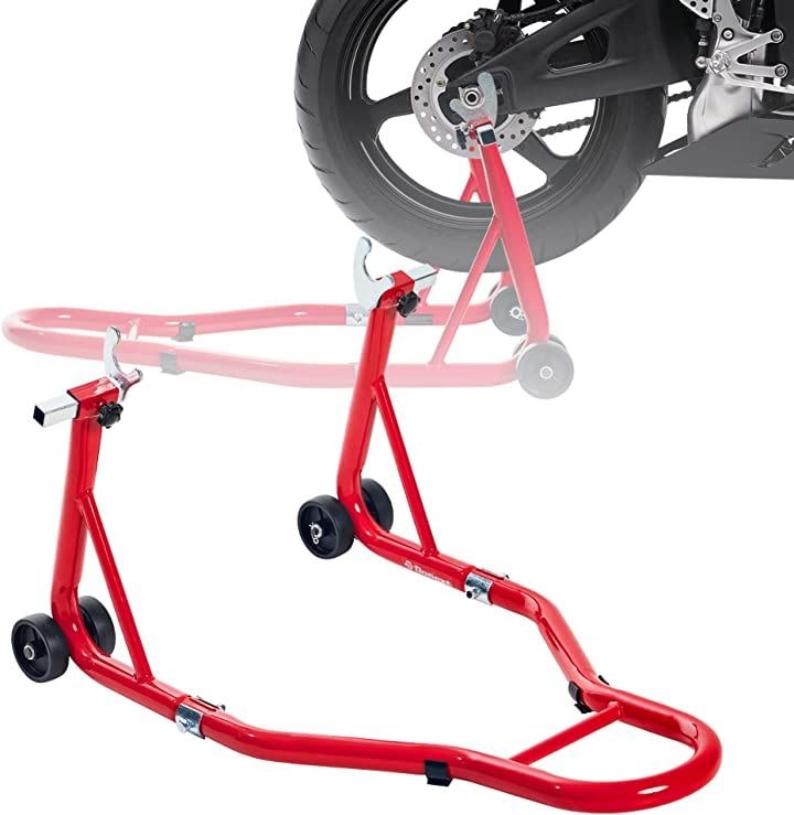 バイクスタンド リア メンテナンススタンド 後輪用 整備用 耐荷重340kg 750LBS キャスター付き( レッド, U型) 4,662円