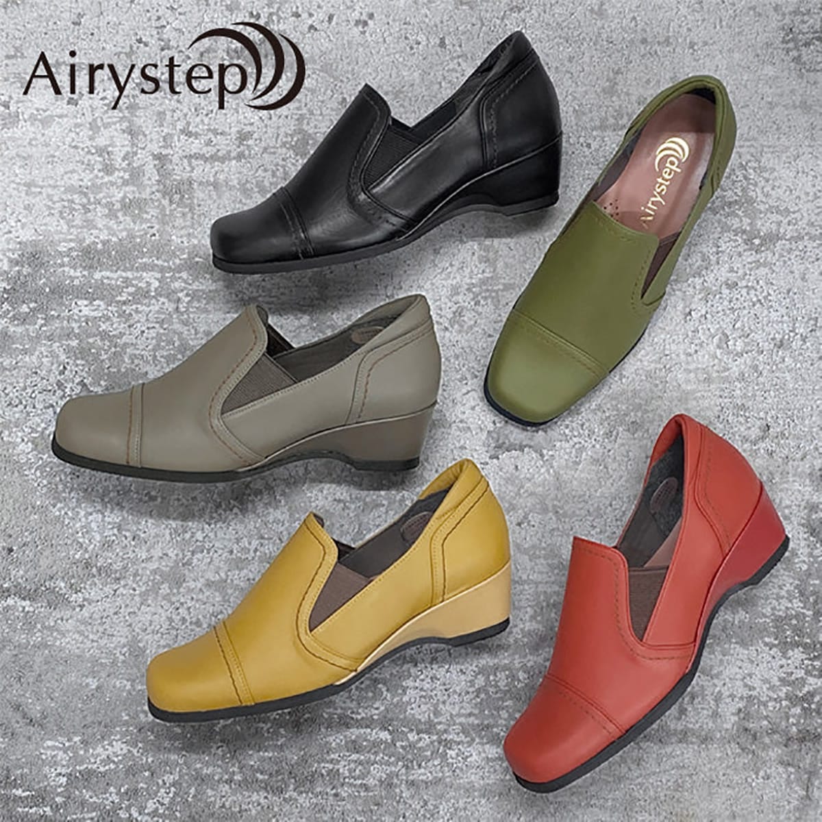 Airystepレザースリッポンシューズ レディース