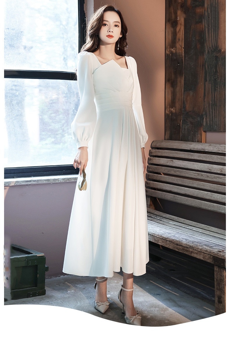 パーティードレス結婚式403020ロング丈袖あり長袖韓国風大きいサイズフォーマル