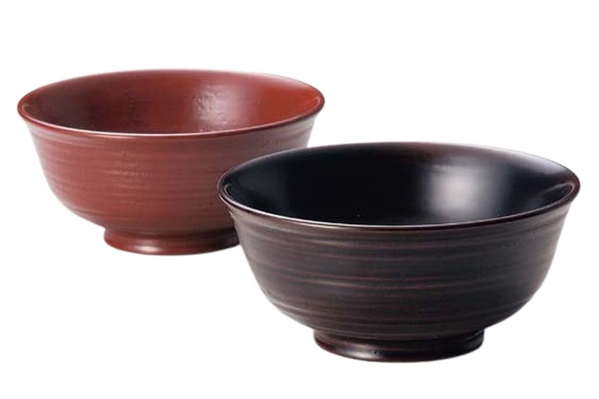 J-kitchens お椀 日本製 木製 荒筋夫婦椀 古代朱溜 （2客) 11.8cm 漆塗り 手塗り その壱
