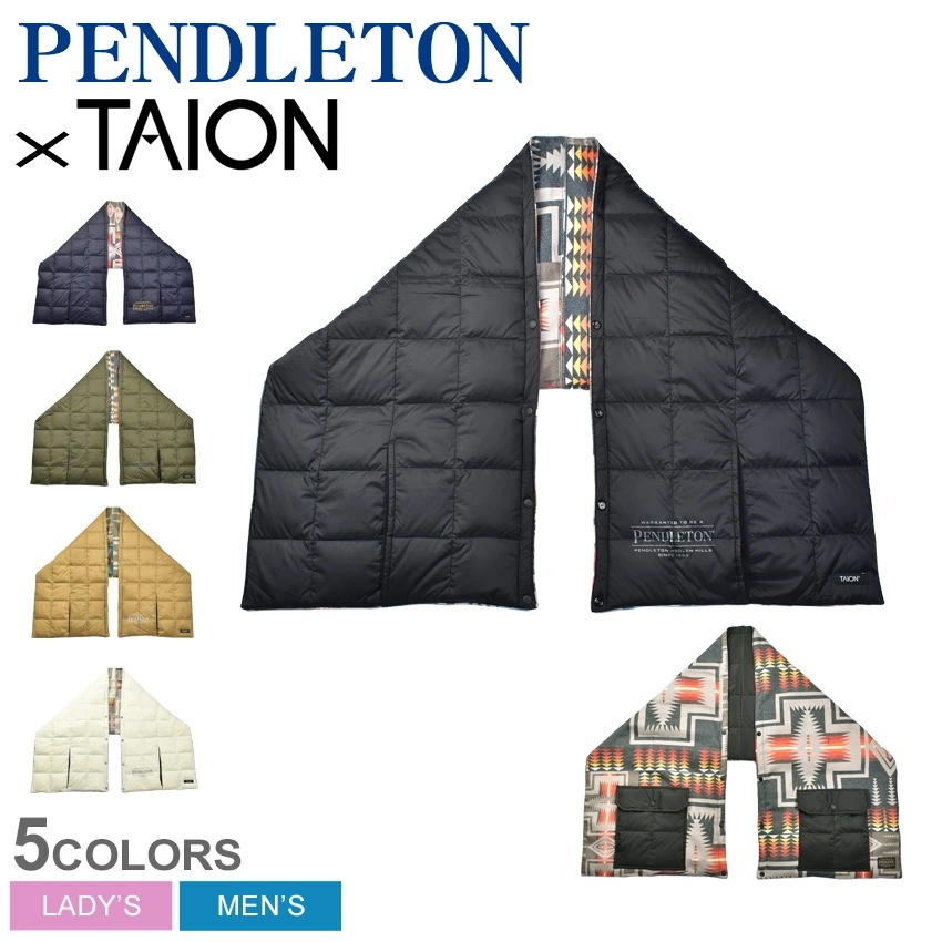 リバーシブル ダウンストール PDT-TON-223004 メンズ レディース コラボ コラボレーション TAION タイオン マフラー 防寒 撥水 はっ水 リバーシブル 冬物 保温