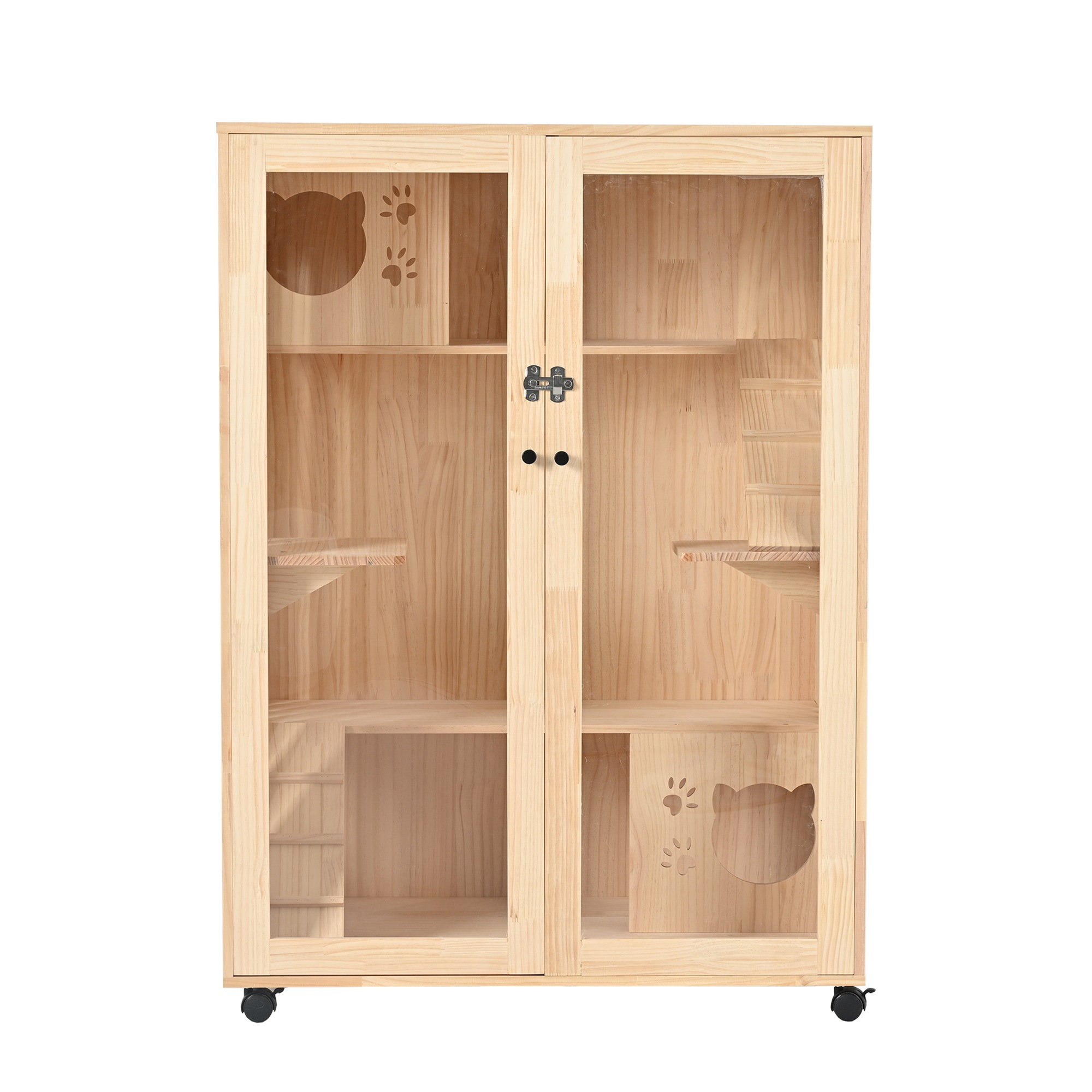 【国内出荷 - 3日配達】猫 ケージ キャットケージ 3段 木製フレーム 広々 大型 猫ゲージ 高級感 おしゃれ キャットハウス ネコ ハウス 多段 留守番 保護 脱走防止 多頭飼い 多頭 ペットケー 26,062円