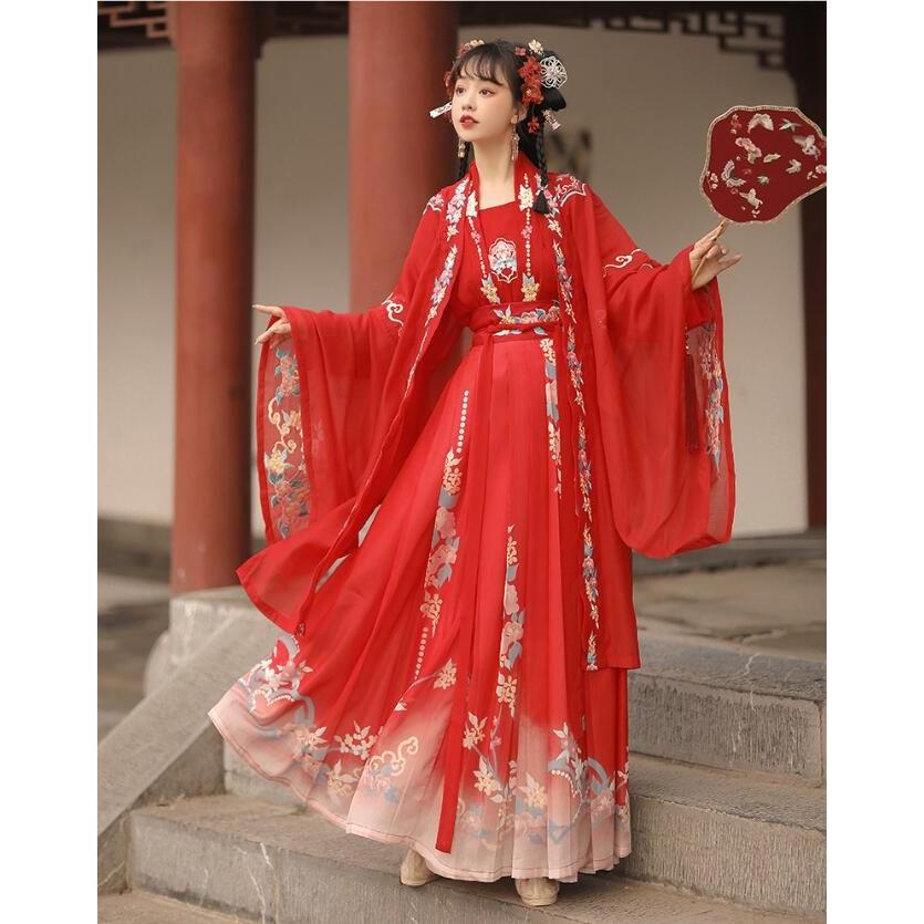 漢服 唐装 中華コスプレ衣装 レディース チャイナ風 古代 時代 花嫁衣裳 中華服 時代劇 コスチューム 華やか 中華衣裳 華流 舞台衣裳 ステージ衣装 豪華セット