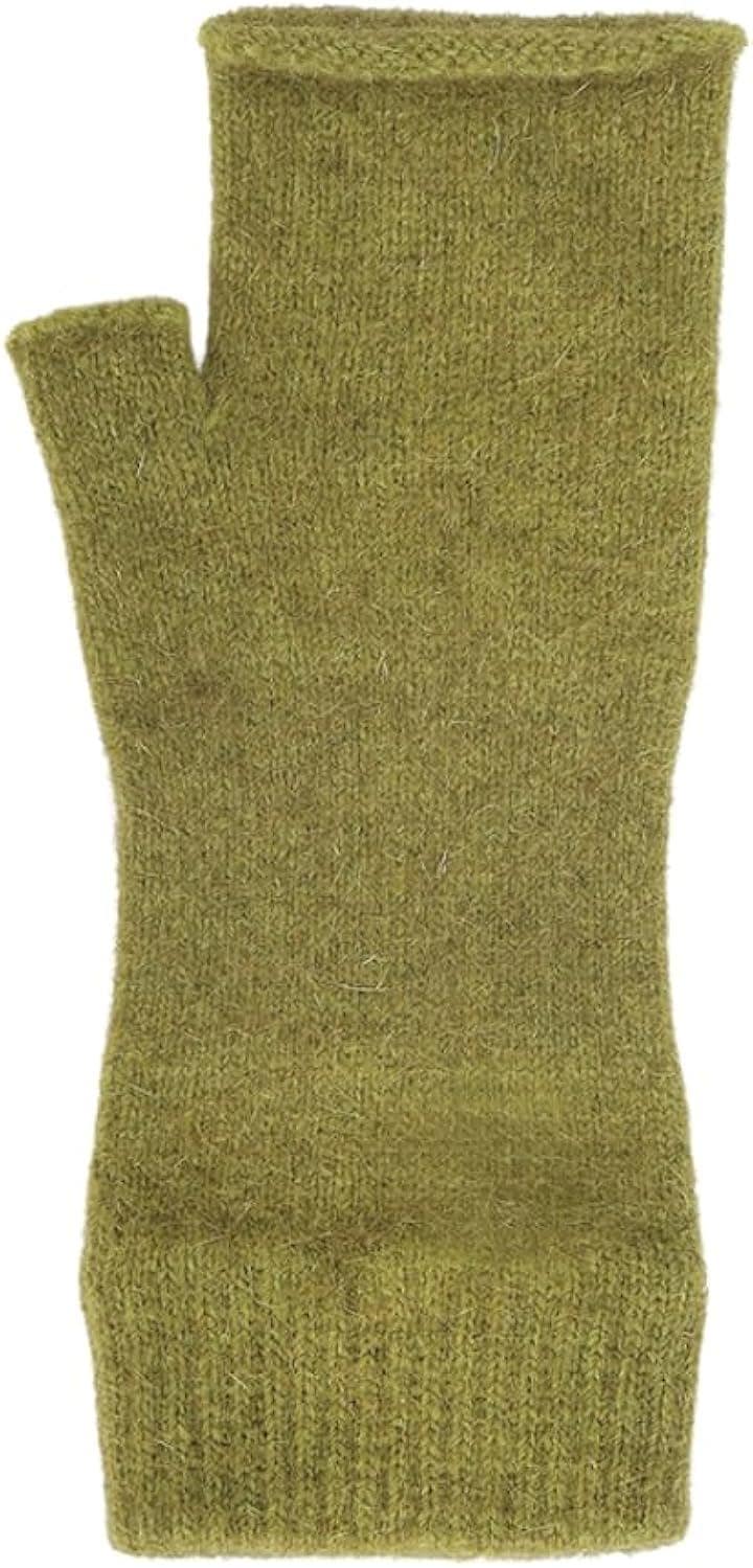 ポッサムメリノ ハンドウォーマー ウール手袋 ウールミトン 指空き手袋 タッチパネル対応 防寒 保温 冷え対策 アームウォーマー(オリーブ, ワンサイズ 幅 9cmx長さ 18cm)