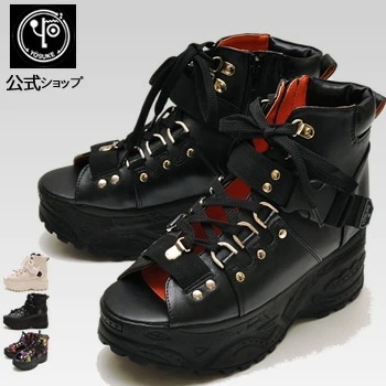 【公式SHOP特典キズ補修液付】 ヨースケ 厚底 ブーツサンダル レディース レースアップ 歩きやすい 7cm 厚底フラットソール