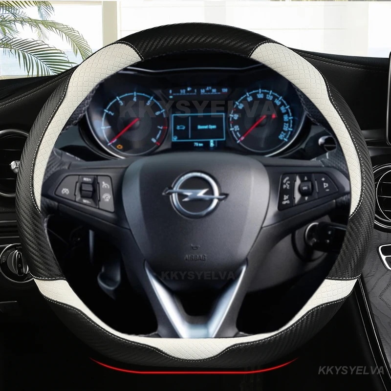 車のステアリングホイールカバーd形状のためのオペルアストラ2015-2021 corsaコンボmokka 2018-2021 grandland 記章ct 2017-2022