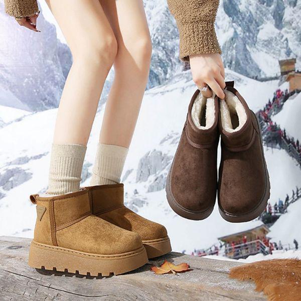 女性の冬のスエードプラットフォームファーブーツ短い毛皮のブーツ2色_P413224379