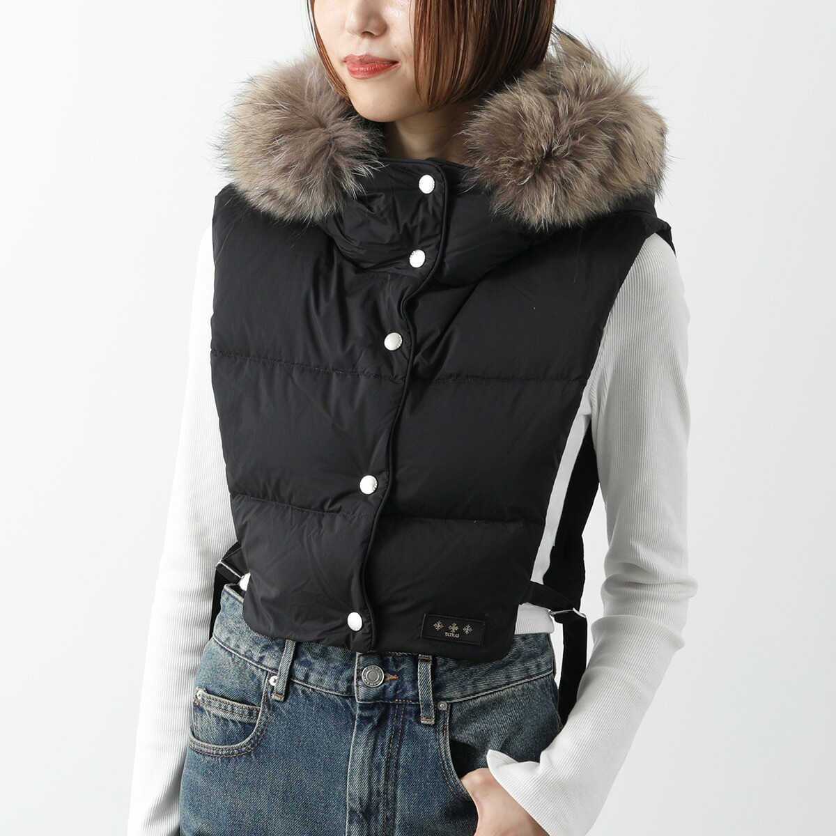 TATRAS タトラス ダウンベスト ANTOTE LTME24A1701-Z レディース ファー付 ダウンフードパーツ BLACK