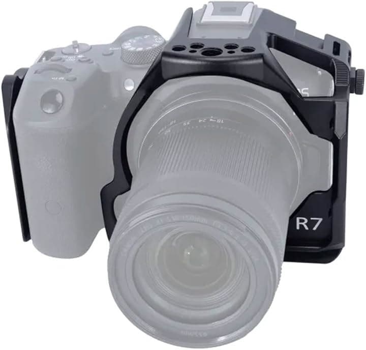 アルカスイス互換のプレート-532 カメラ ケージ Canon EOS R7/EOS R8にカメラ専用ケージ コールド シュー Arri位置決めネジ穴 Natoレール(ブラック)