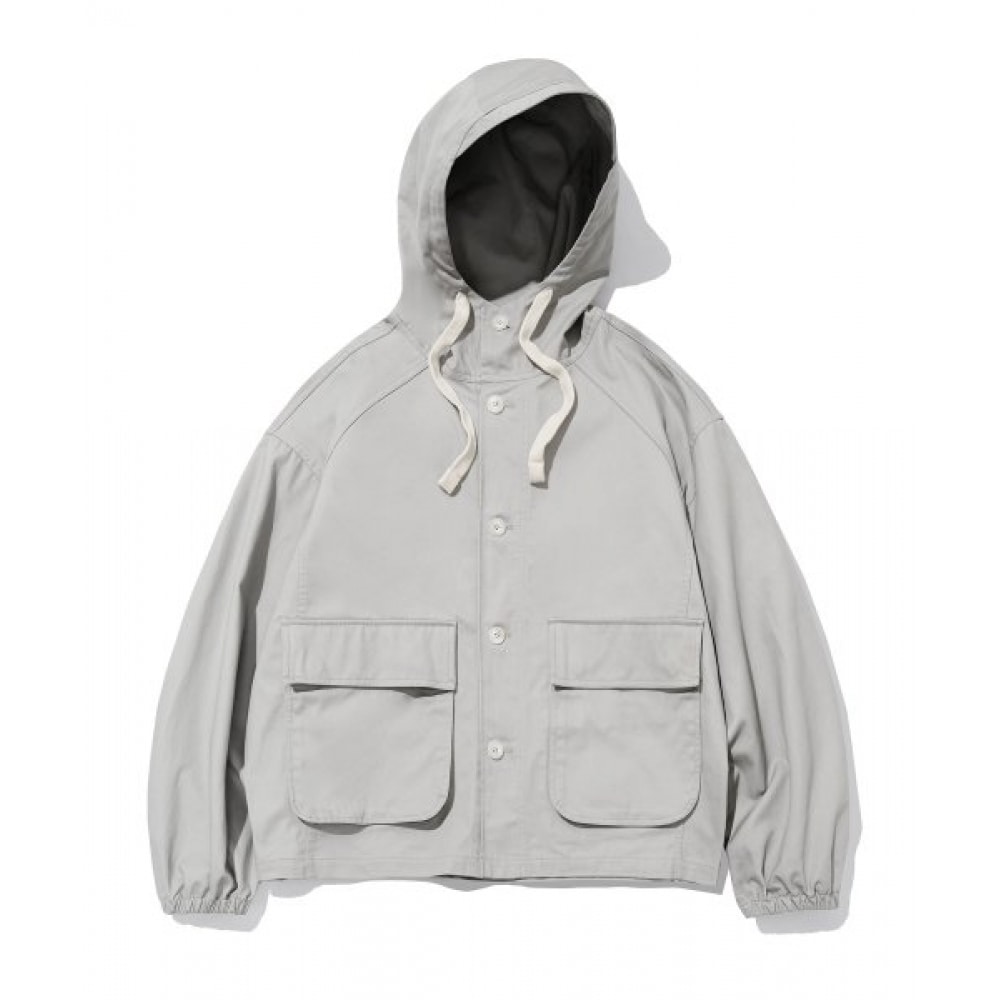 CODEGY バルーンフィットコットンフード付きジップアップジャンパー_ライトグレー