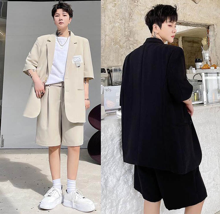 大きいサイズ メンズ 夏 セットアップ スーツ ハーフパンツ 短パン 上下セット テーラードジャケット ブレザー ゆったり 半袖 無地 男性 紳士 オシャレ カジュアルスーツ サマースーツ 韓国風
