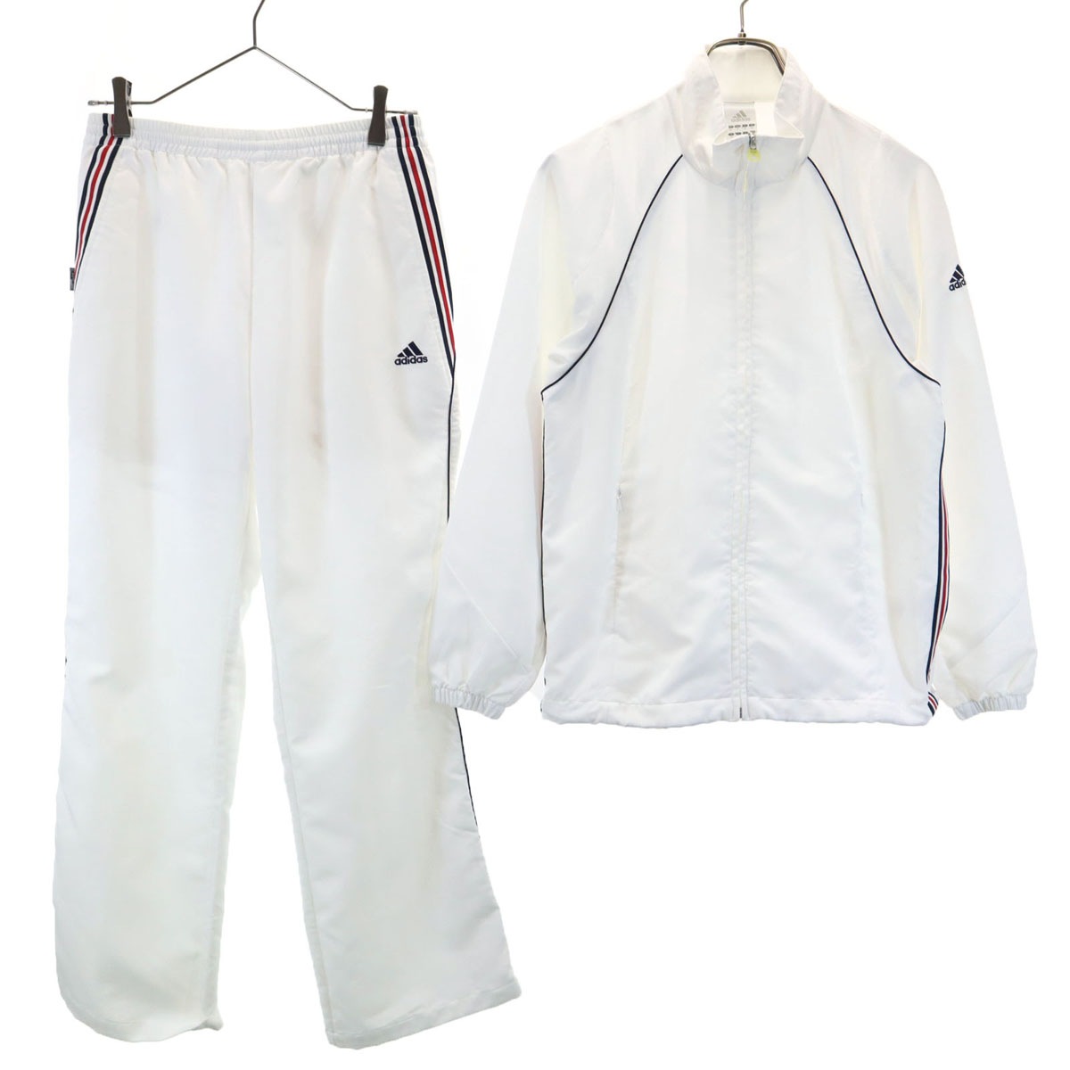 ジップジャケット 上下セットアップ M ホワイト系 メンズ 古着 4,750円