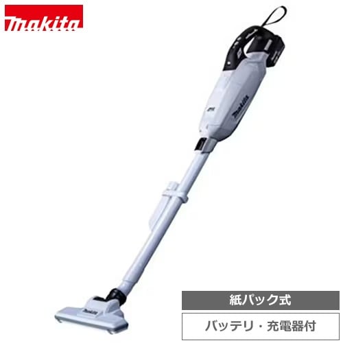 マキタ【makita】18V3.0Ah 紙パック式 充電式クリーナ 白 掃除機 コードレススティッククリーナー CL285FDRFW【電池充電器付き】