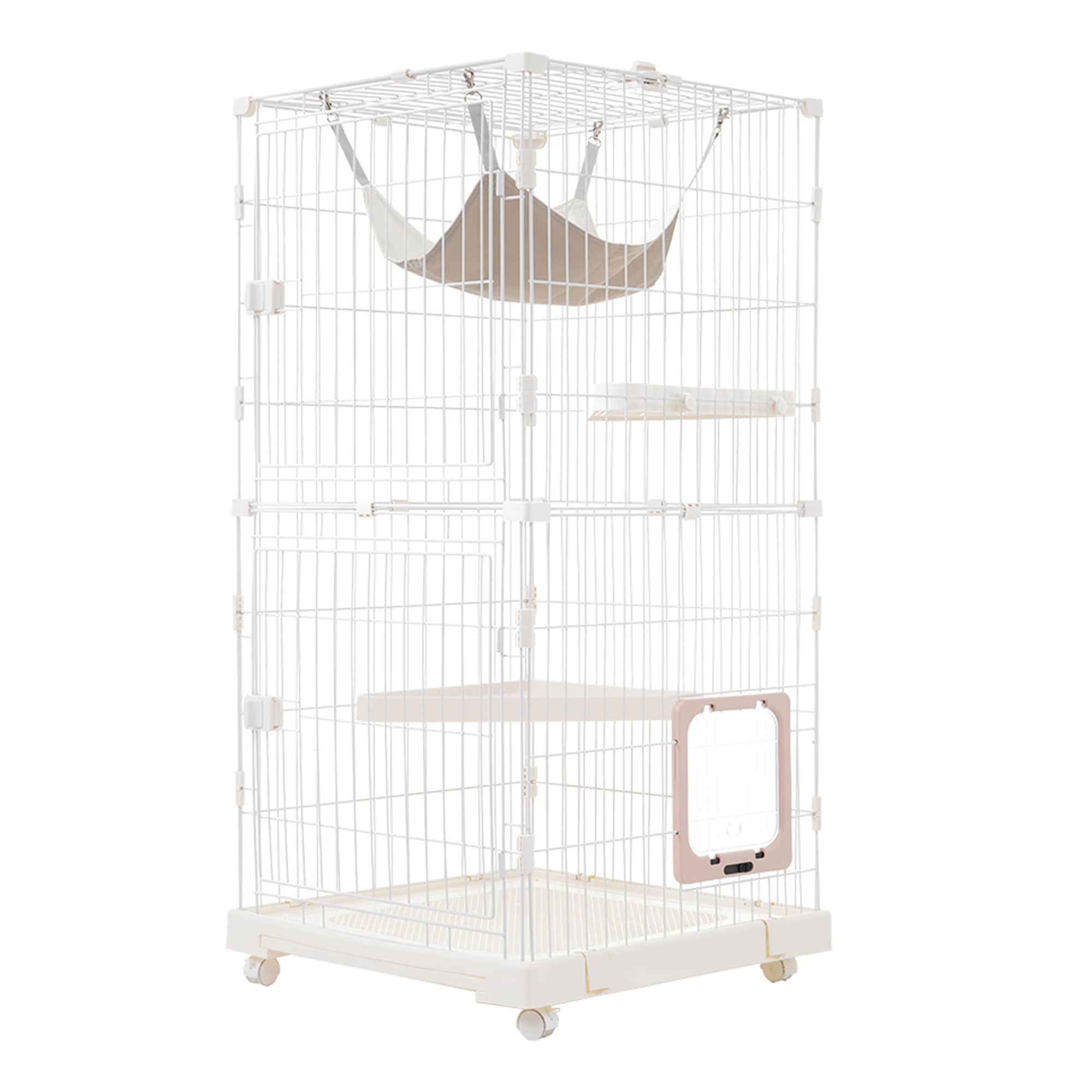 猫 ケージ キャットケージ 2段 多頭飼い 自由組み合わせ トレー付き 猫ドア付き ハンモック付き 大型 猫ゲージ 高級感 おしゃれ キャットハウス ネコ ハウス キャスター付き 多段 留守番 保護 26,159円