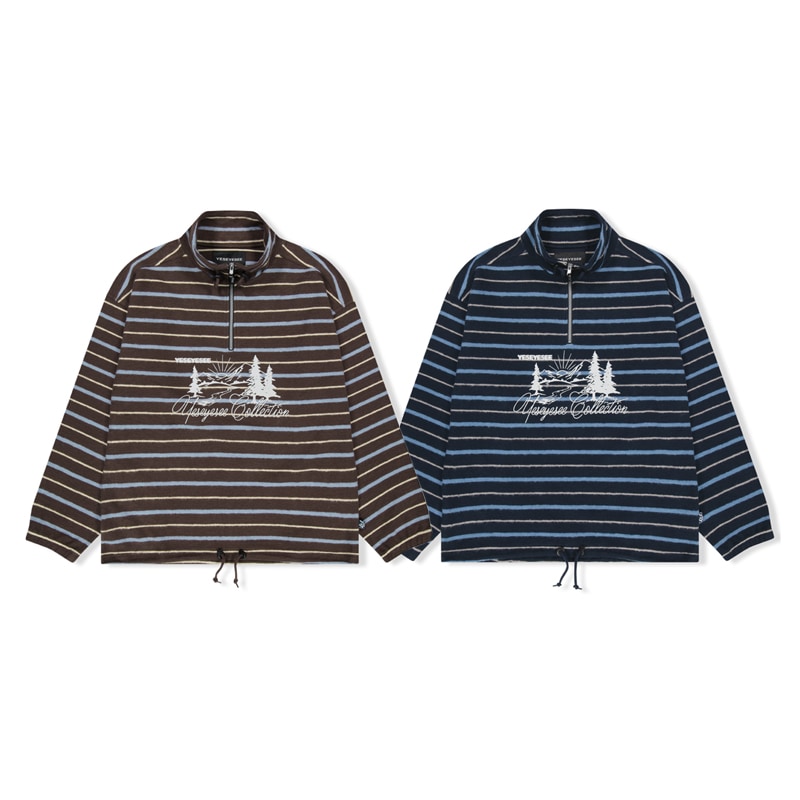 [ZB1 キムテレ 着用] Y.E.S Stripe Half Zip 韓国 アイドル 長袖 裏起毛 スウェット レディース メンズ 大きいサイズ ゼロベースワン ボイプラ BOYS PLANET