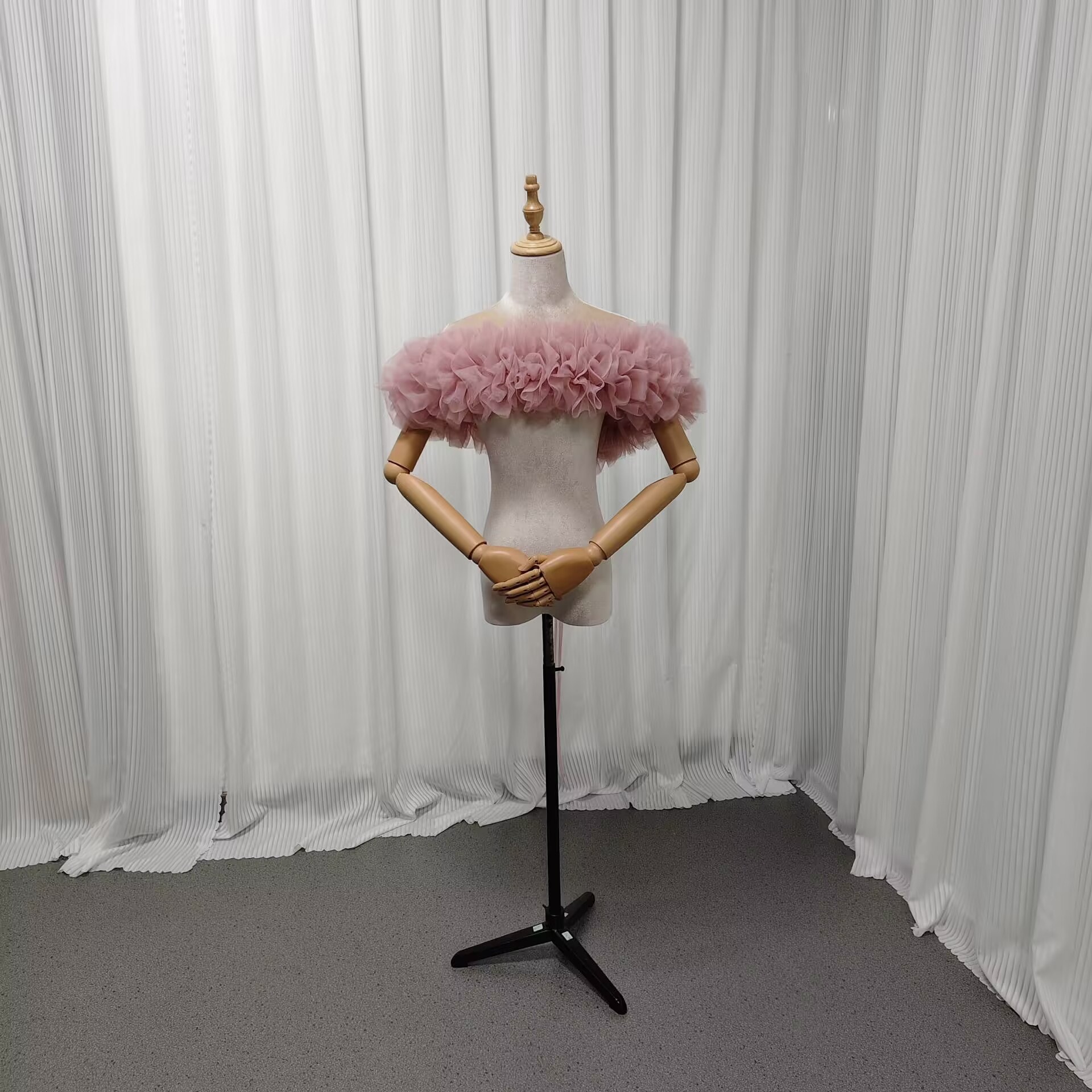 カラードレス ピンク ソフトチュール 取り外しオフショルダー 可愛い 結婚式 前撮り