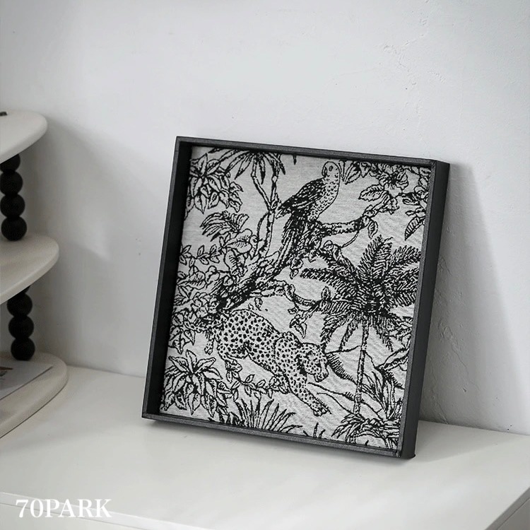 モノトーン ジャガード スクエア トレイ 全2種 収納 アクセサリートレイ カフェトレイ 収納 小物入れ おしゃれ 韓国インテリア 韓国雑貨 北欧 韓国っぽ インテリア雑貨 70PARK