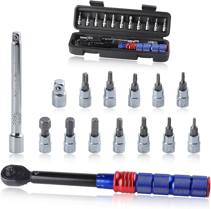 トルクレンチ 車 タイヤ交換 自転車用 工具 2-24N.m トルク精度 3% 12個 T10/15/20/25/30ソケット ケース付き( ブラック, 248MM) 5,189円