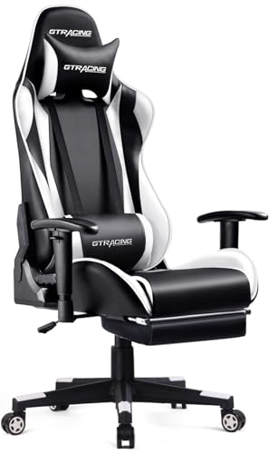 色：WHITE-2 GTRacing ゲーミングチェア オフィスチェア デスクチェア ゲーム用チェア