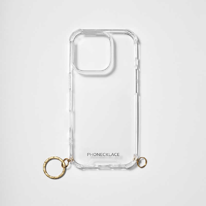 ROA　iPhone 16 Pro(6.3インチ) チェーンショルダーストラップ付キクリアケース PHONECKLACE ゴールド　PN27190i16PR