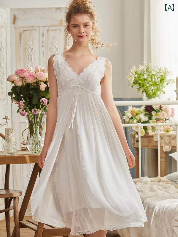 ネグリジェ パジャマ レディース シフォン ワンピース ドレス ノースリーブ 上品 シンプルフレンチ ルーム ナイト ホームウェア