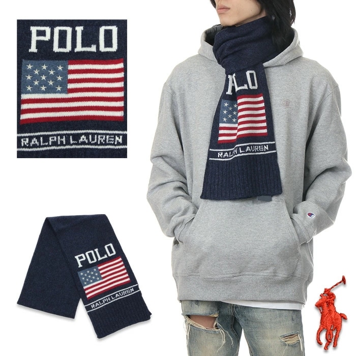 ラルフローレン マフラー メンズ レディース キッズ POLO RALPH LAUREN bold flag scarf USAモデル 星条旗 ウール ロング ユニセックス アメカジ 暖かい ブランド