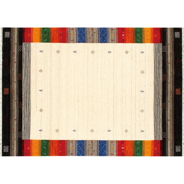 防炎 ラグマット [約70x120cm 767/マルチ] インド製 『ファインギャベ』