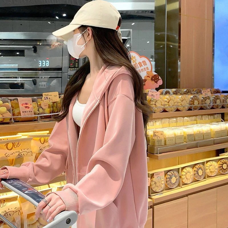 レディースフード付きスウェットシャツ新しいスタイルゆったりとしたカジュアルでリラックスしたフィット感小柄な女性に アメリカンスタイルの秋コート