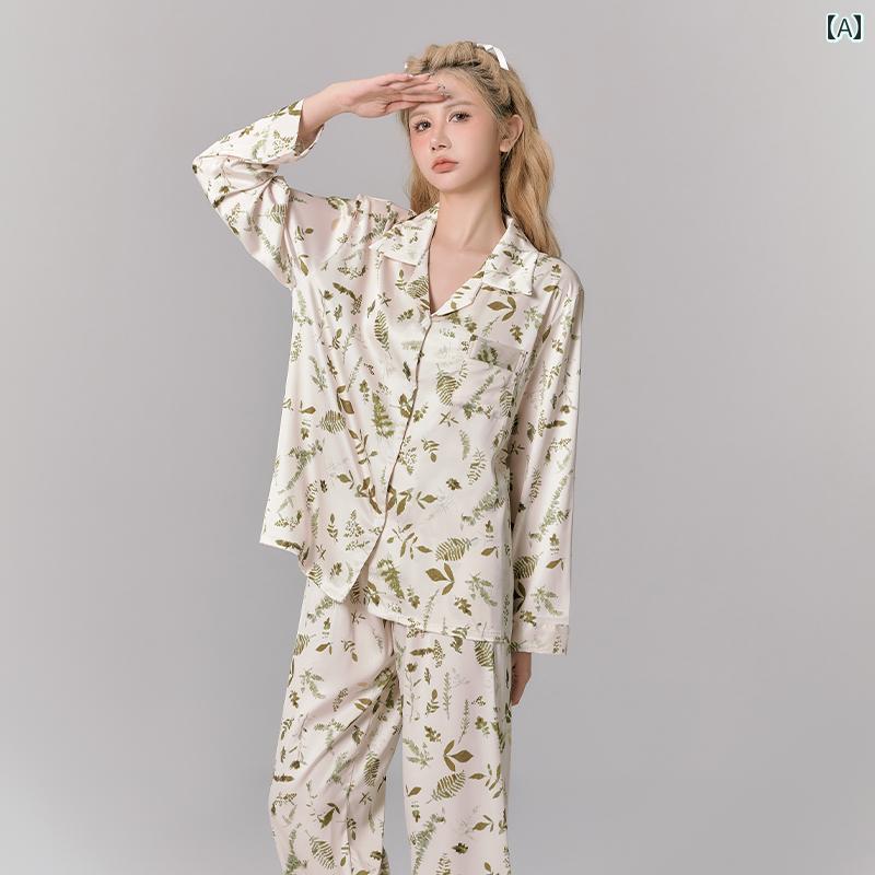 パジャマ レディース ルームウェア 韓国 春夏秋 カーディガン 長袖 ホームウェア セットアップ スーツ 薄手 ベージュ