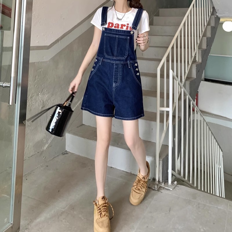 ソルトデニム サスペンダーショーツ 夏 レディース 2024年デザイン レトロ 老化防止 ゆったり ワイドパンツ 小柄な人向け