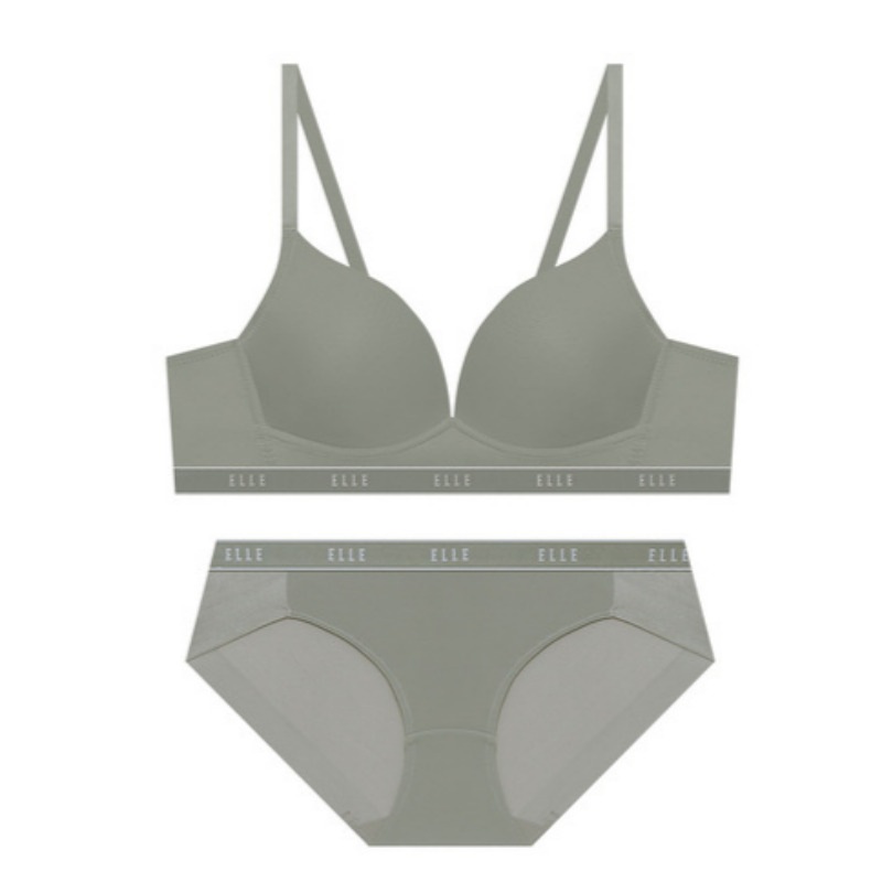 ニュー エアロクール コンフォートフィット ノーワイヤ ブラ パンツ セット - カーキグレー 75B 90