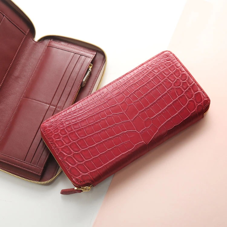 スモールクロコダイル長財布レディース手帳型マット加工